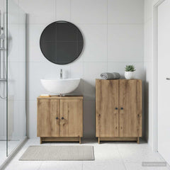 2 Piece Bathroom Cabinet Set ALKMAAR Artisan Oak Vertical stripes