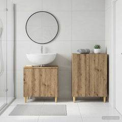 2 Piece Bathroom Cabinet Set ALKMAAR Artisan Oak Leaf pattern