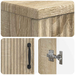 2 Piece Bathroom Cabinet Set EDE Engineered Wood Sonoma Oak V-shape stripes
