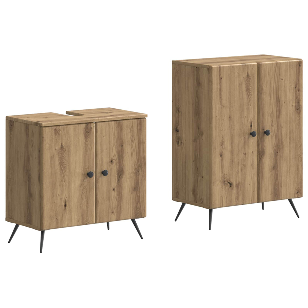 2 Piece Bathroom Cabinet Set ALKMAAR Artisan Oak Round edge