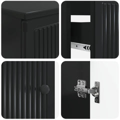 2 Piece Bathroom Cabinet Set EDE Engineered Wood Black Vertical stripes