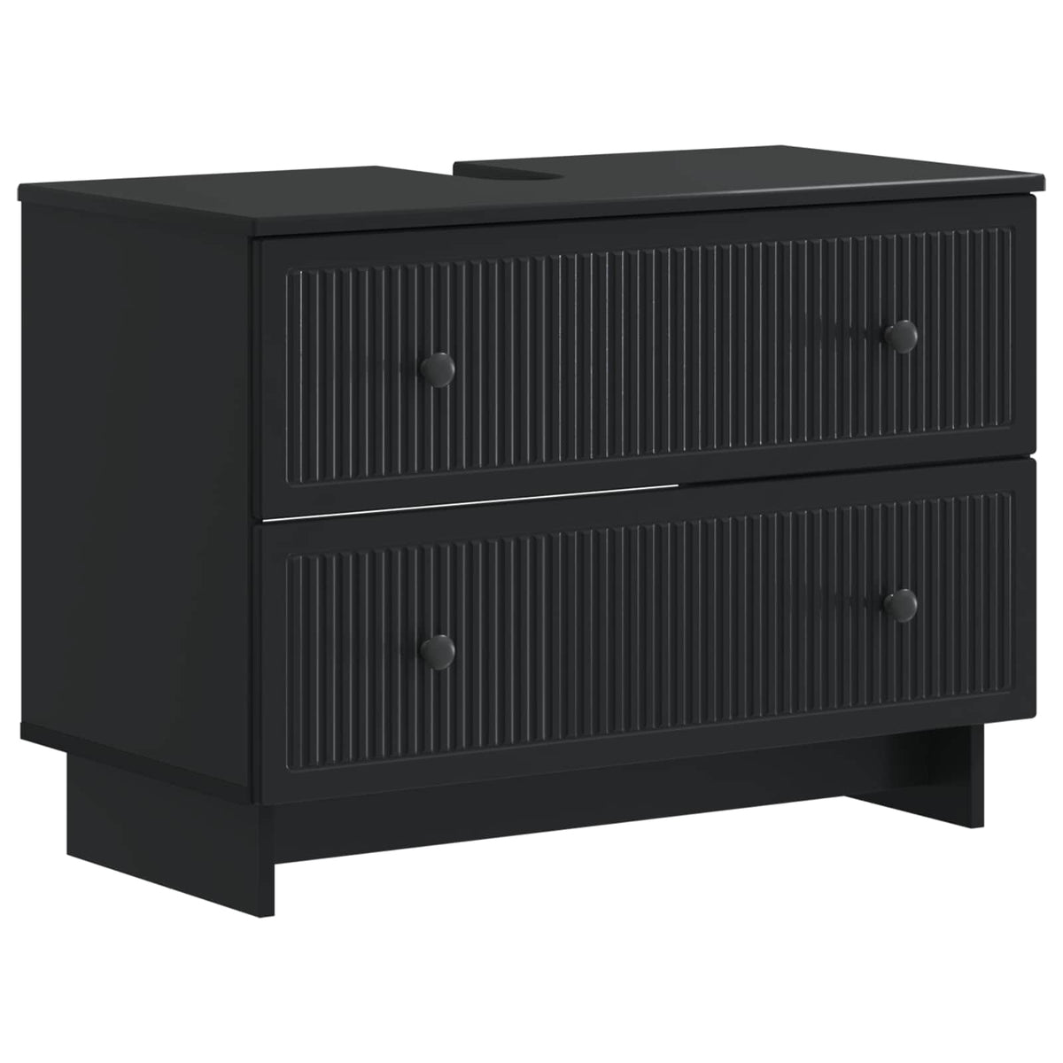 2 Piece Bathroom Cabinet Set EDE Engineered Wood Black Vertical stripes