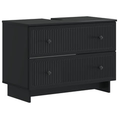 2 Piece Bathroom Cabinet Set EDE Engineered Wood Black Vertical stripes