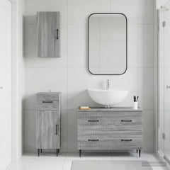 3 Piece Bathroom Cabinet Set ALKMAAR Grey Sonoma Two-way stripes
