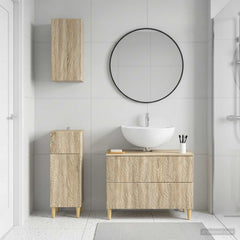 3 Piece Bathroom Cabinet Set EDE Engineered Wood Sonoma Oak Leaf pattern