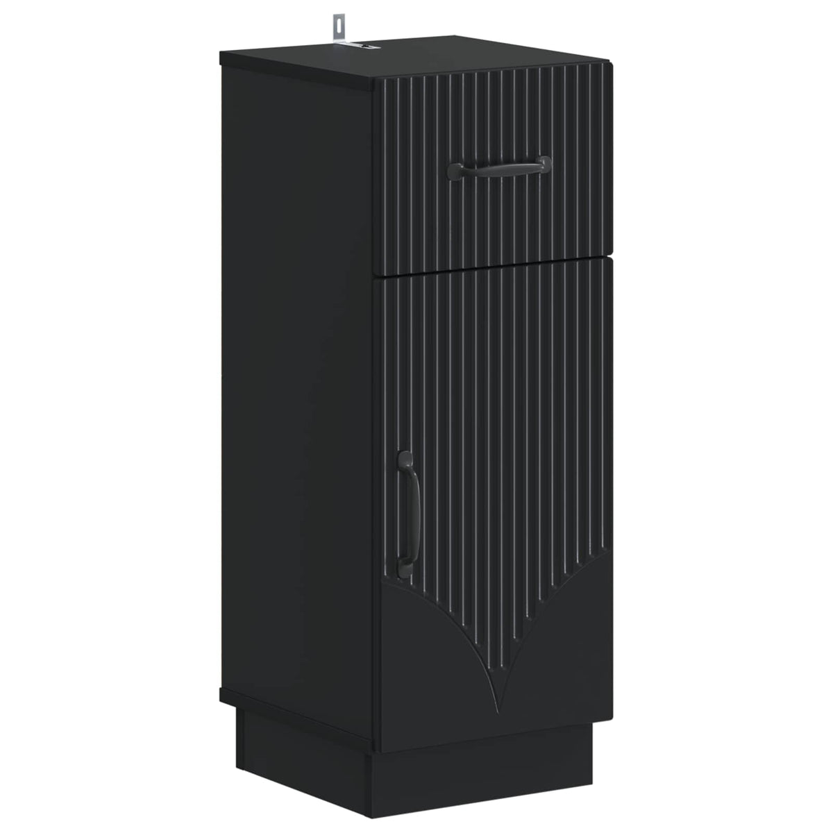 3 Piece Bathroom Cabinet Set EDE Engineered Wood Black V-shape stripes