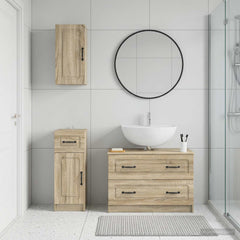 3 Piece Bathroom Cabinet Set EDE Engineered Wood Sonoma Oak O-shape