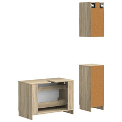 3 Piece Bathroom Cabinet Set EDE Engineered Wood Sonoma Oak O-shape