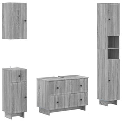 4 Piece Bathroom Cabinet Set ALKMAAR Grey Sonoma Vertical stripes