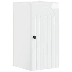 4 Piece Bathroom Cabinet Set EDE High Gloss White Round stripes
