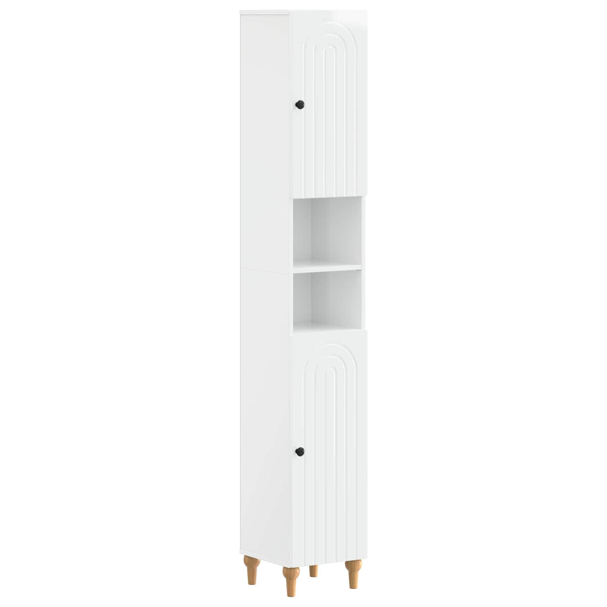 4 Piece Bathroom Cabinet Set EDE High Gloss White Round stripes
