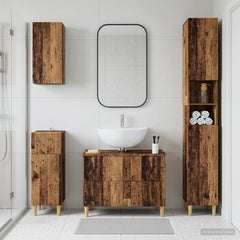 4 Piece Bathroom Cabinet Set EDE Engineered Wood Old Wood Leaf pattern