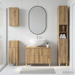 4 Piece Bathroom Cabinet Set ALKMAAR Artisan Oak Leaf pattern