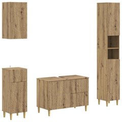4 Piece Bathroom Cabinet Set ALKMAAR Artisan Oak Leaf pattern