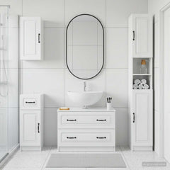 4 Piece Bathroom Cabinet Set EDE High Gloss White O-shape