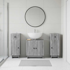 3 Piece Bathroom Cabinet Set EDE 3 pcs Grey Sonoma Vertical stripes