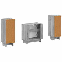 3 Piece Bathroom Cabinet Set EDE 3 pcs Grey Sonoma Vertical stripes