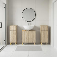 3 Piece Bathroom Cabinet Set EDE 3 pcs Sonoma Oak Leaf pattern