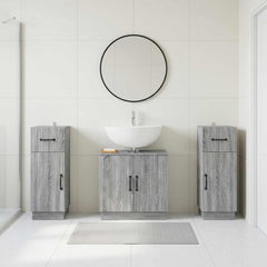 3 Piece Bathroom Cabinet Set EDE 3 pcs Grey Sonoma V-shape stripes
