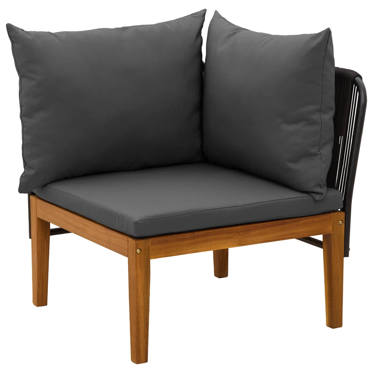 9 pcs Solid Acacia Wood & Rope Natural Black and Anthracite 3x corner +4x middle +1x footrest +table
