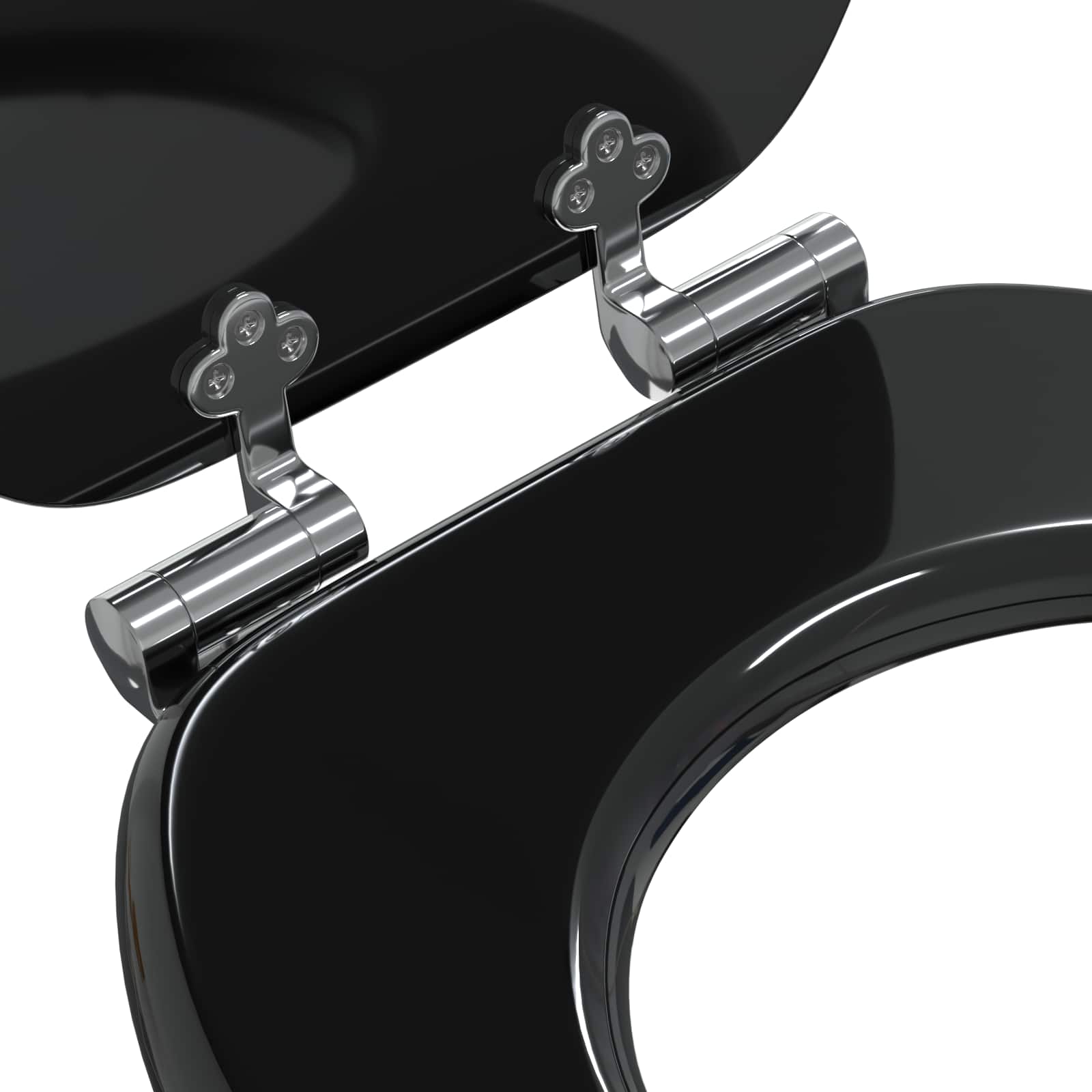 vidaXL Soft-Close Toilet Seat Black 44 x 38 cm MDF board 5
