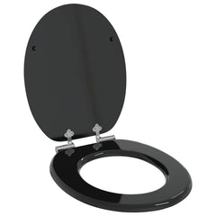 vidaXL Soft-Close Toilet Seat Black 44 x 38 cm MDF board 1