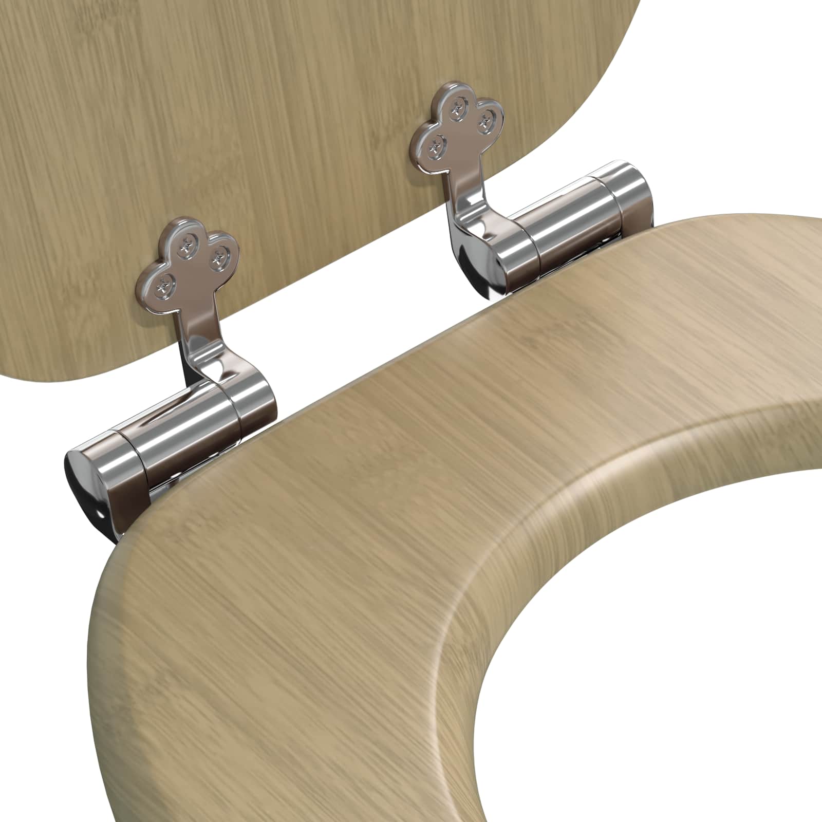 vidaXL Soft-Close Toilet Seat Light Bamboo Color 44 x 38 cm MDF board 5