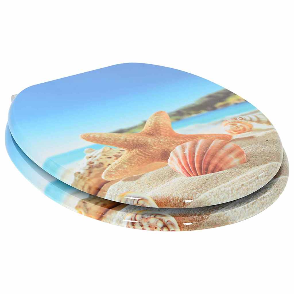vidaXL Soft-Close Toilet Seat Sea Muschel 44 x 38 cm MDF board 2