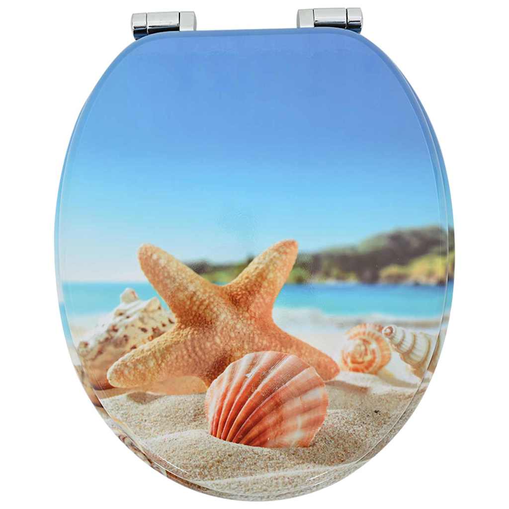 vidaXL Soft-Close Toilet Seat Sea Muschel 44 x 38 cm MDF board 4