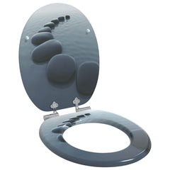 vidaXL Soft-Close Toilet Seat Grey 44 x 38 cm MDF board 1