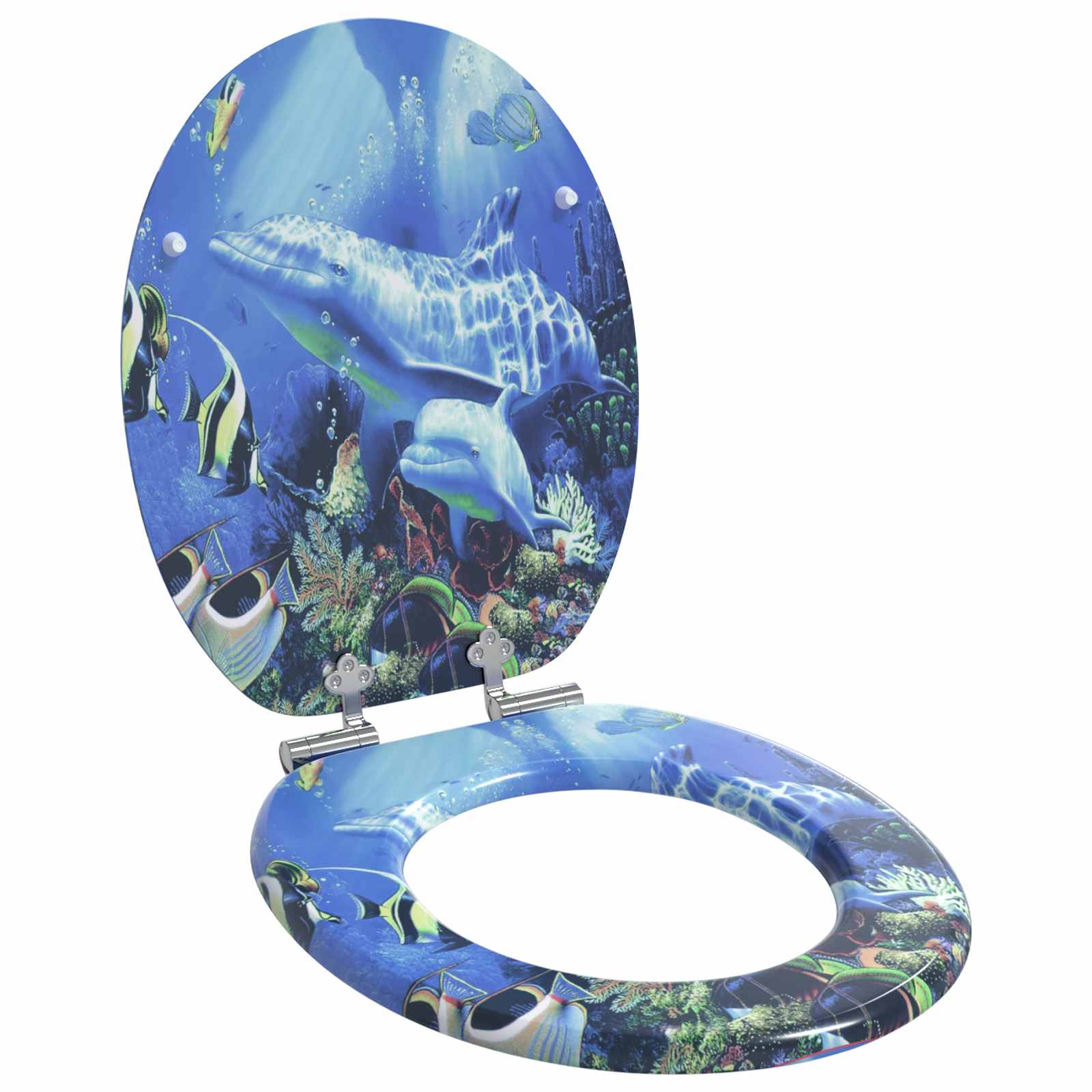 vidaXL Soft-Close Toilet Seat Blue 44 x 38 cm MDF board 1