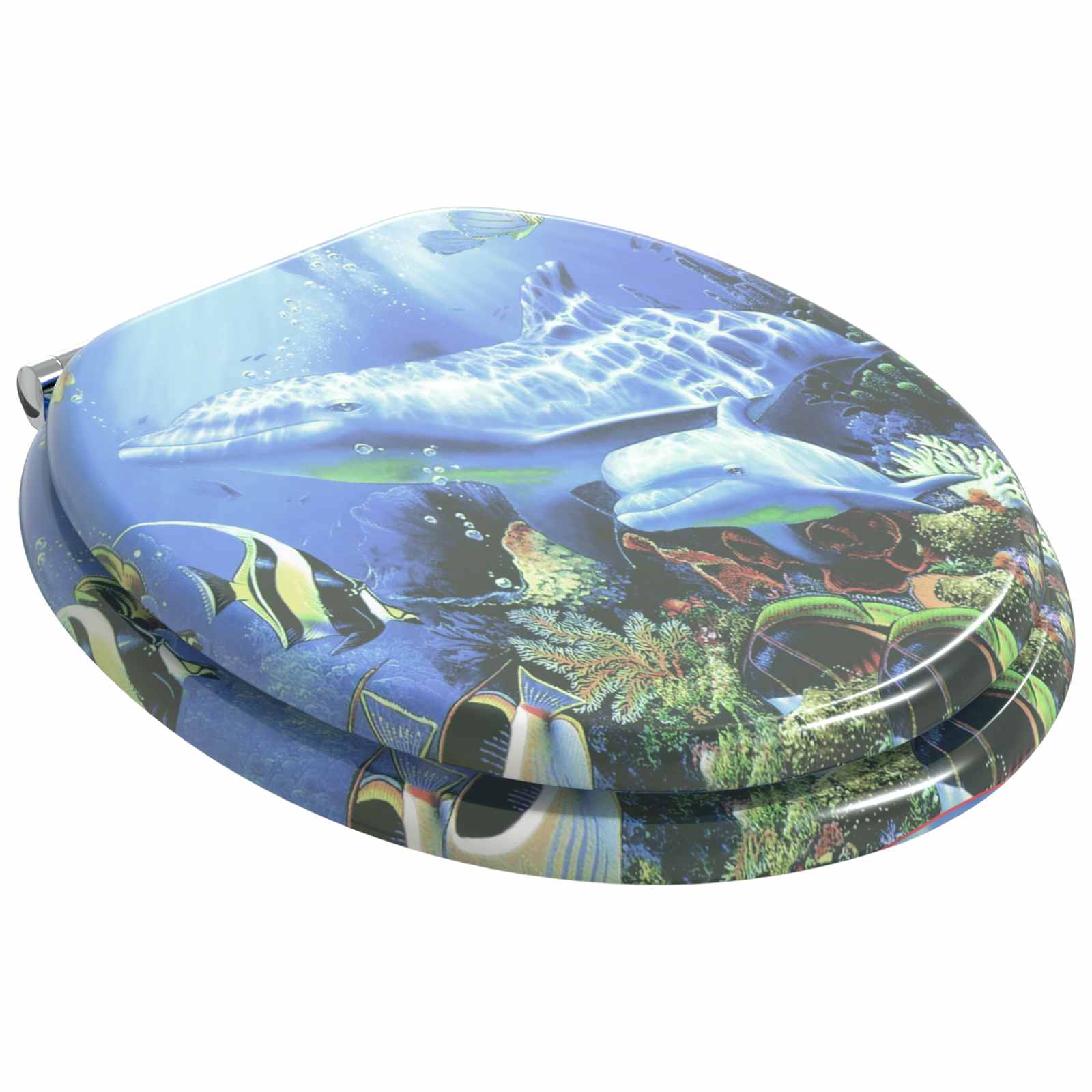 vidaXL Soft-Close Toilet Seat Blue 44 x 38 cm MDF board 2