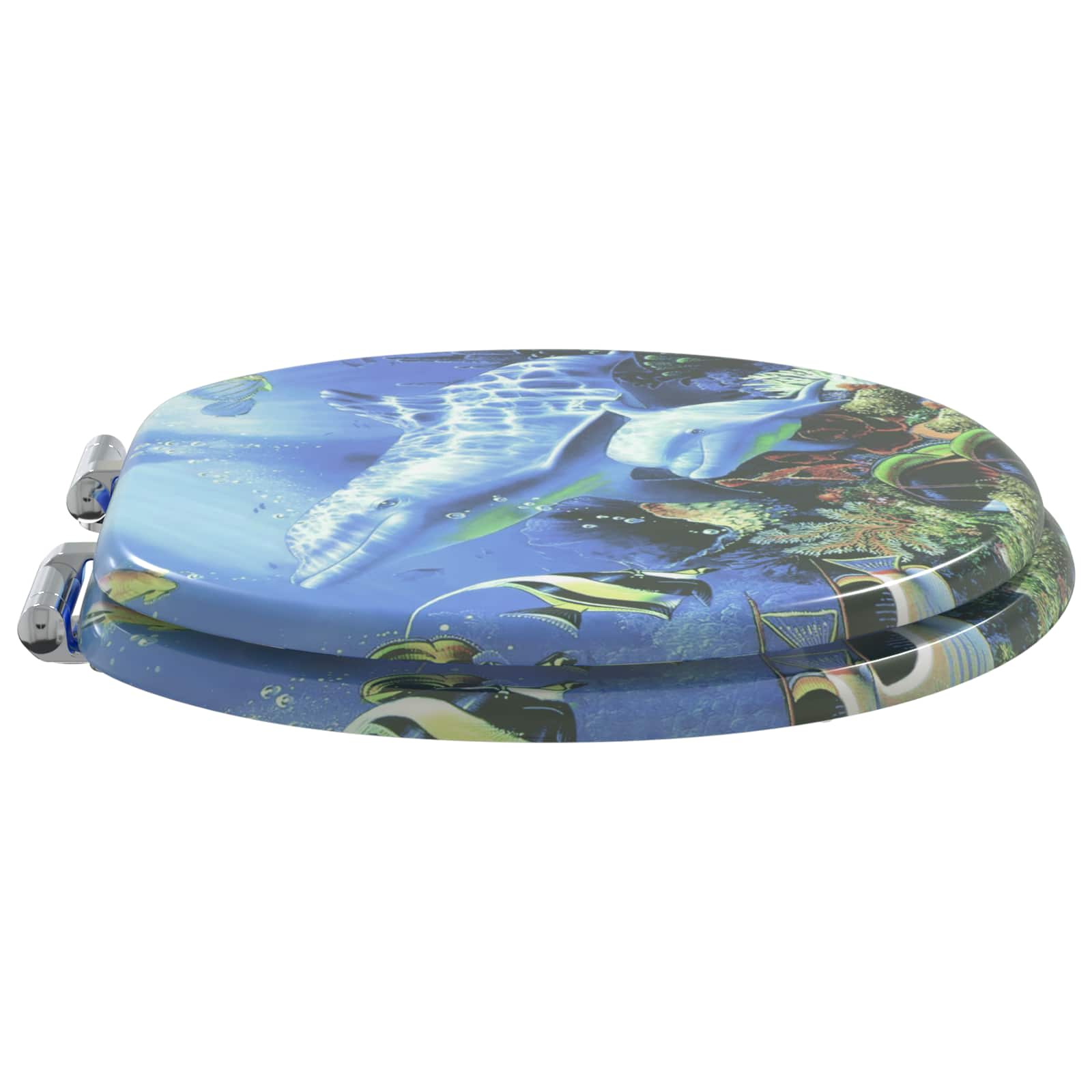 vidaXL Soft-Close Toilet Seat Blue 44 x 38 cm MDF board 3