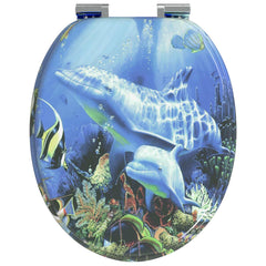 vidaXL Soft-Close Toilet Seat Blue 44 x 38 cm MDF board 4