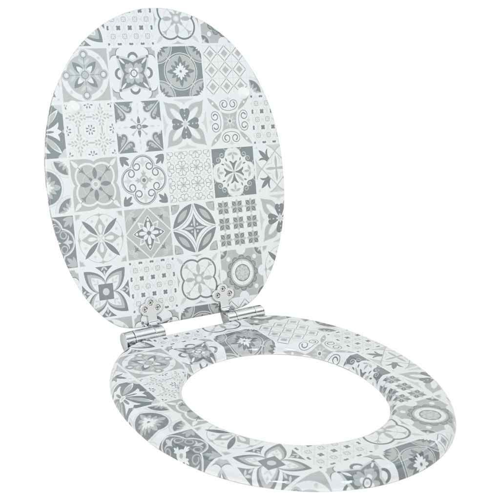 vidaXL Soft-Close Toilet Seat Blue and White Porcelain 44 x 38 cm 1