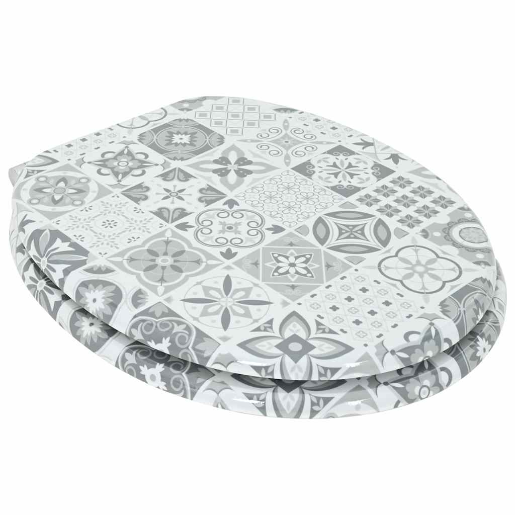 vidaXL Soft-Close Toilet Seat Blue and White Porcelain 44 x 38 cm 2