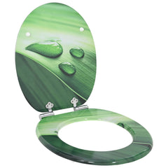 vidaXL Soft-Close Toilet Seat Green Drop 44 x 38 cm MDF board 1