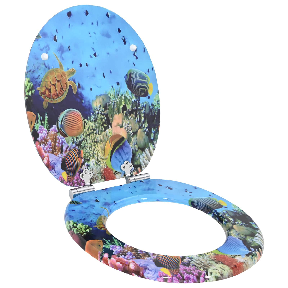 vidaXL Toilet Seat Blue 44 x 38 cm Engineered Wood Yes
