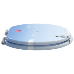 vidaXL Soft-Close Toilet Seat Blue 44 x 38 cm MDF board 3