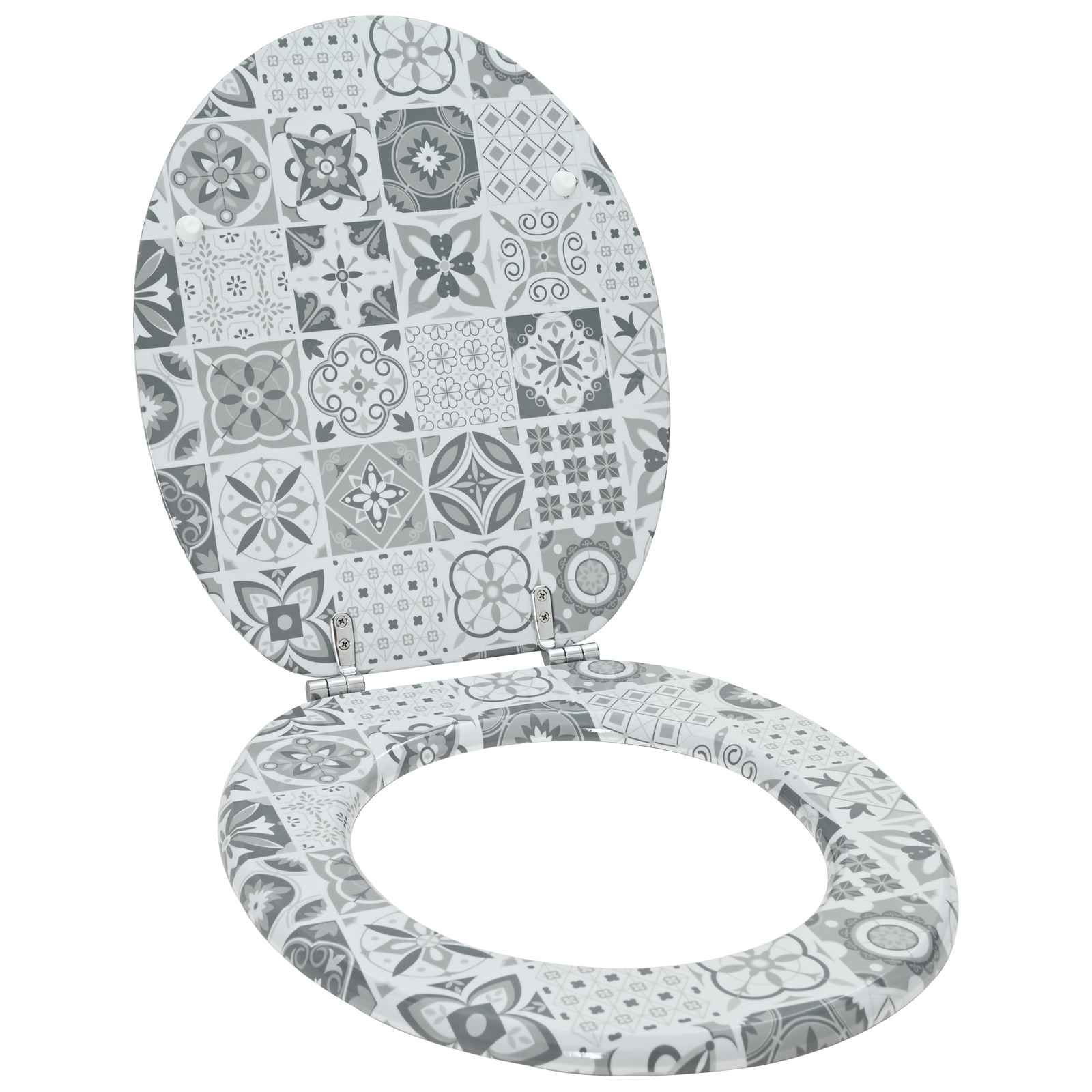 vidaXL Soft-Close Toilet Seat Grey 44 x 38 cm MDF board 1