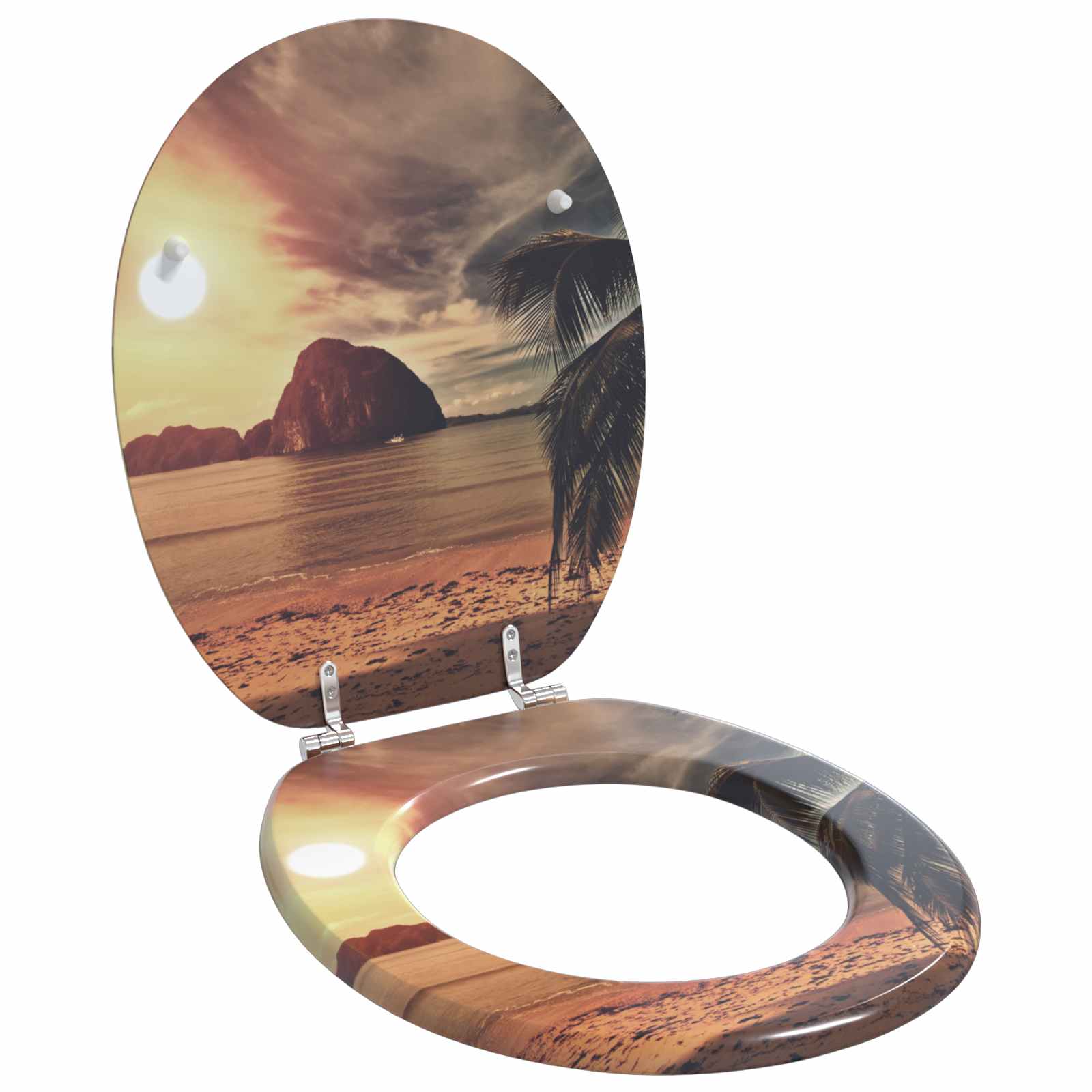 vidaXL Soft-Close Toilet Seat Orange 44 x 38 cm MDF board 1