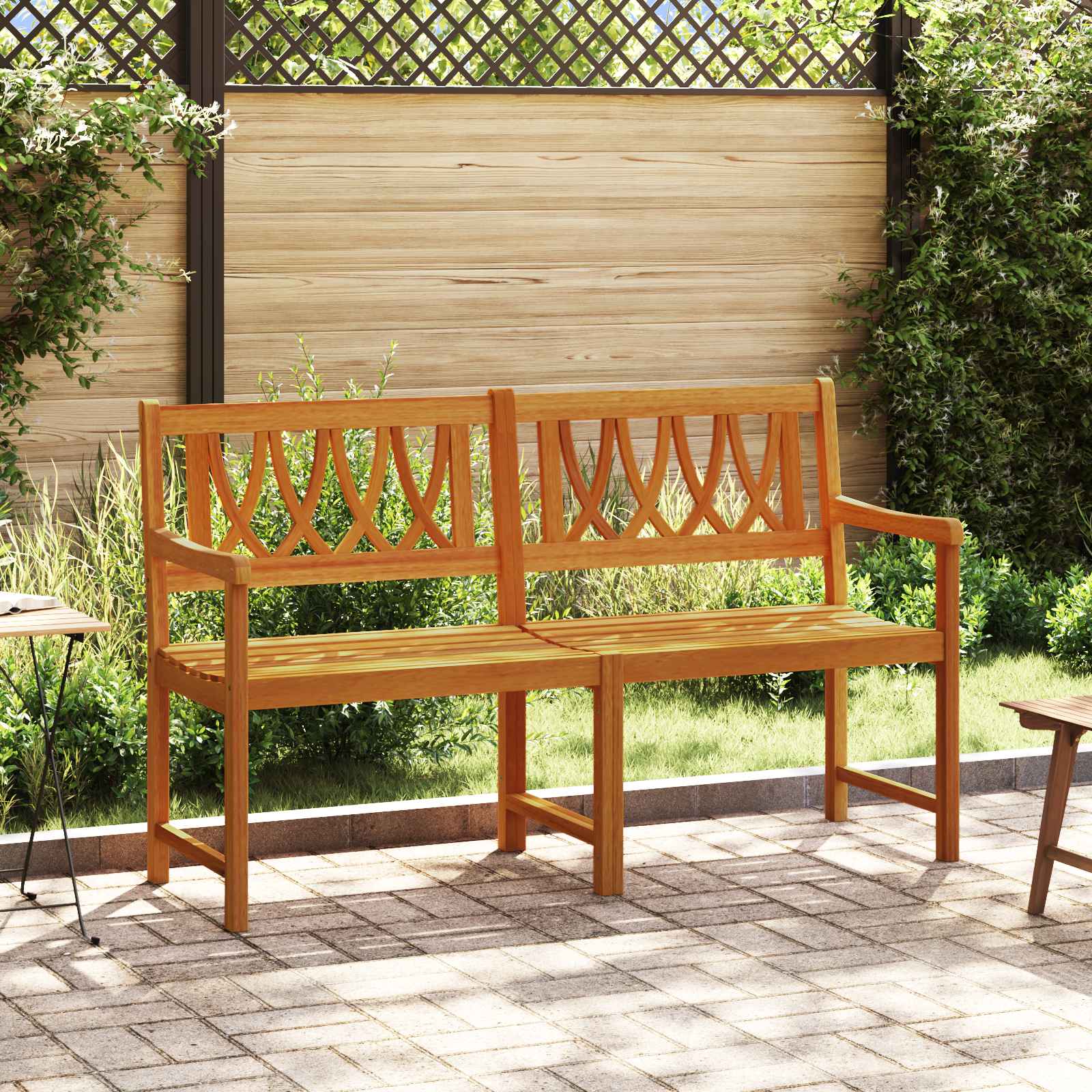 vidaXL Outdoor Bench Natural 150 x 55.5 x 90 cm Solid Acacia Wood 1