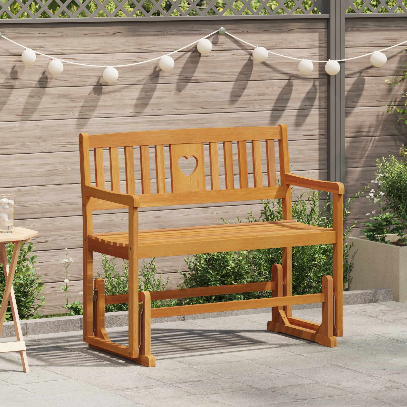 vidaXL Garden Glider Bench Natural 110 x 59 x 97 cm Solid Acacia Wood 1