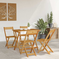 Outdoor Bistro Chairs Natural Solid Acacia Wood 4