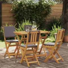Garden Chair Solid Acacia Wood Natural and dark grey 4