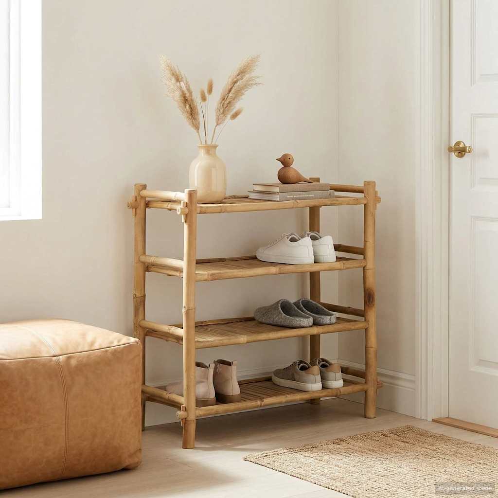 vidaXL Shoe Rack with Shelf Natural 4-tier Bamboo 1