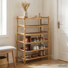 vidaXL Shoe Rack with Shelf Natural 6-tier Bamboo 1