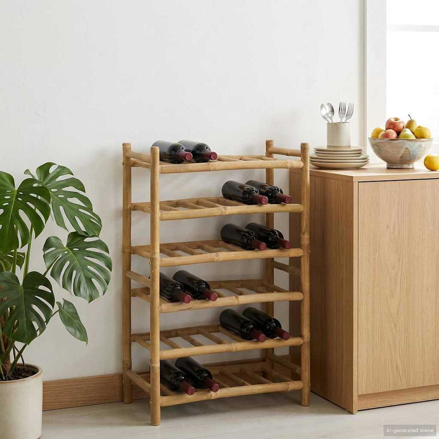 vidaXL Wine Rack Natural 57 x 29.5 x 72 cm Bamboo 1