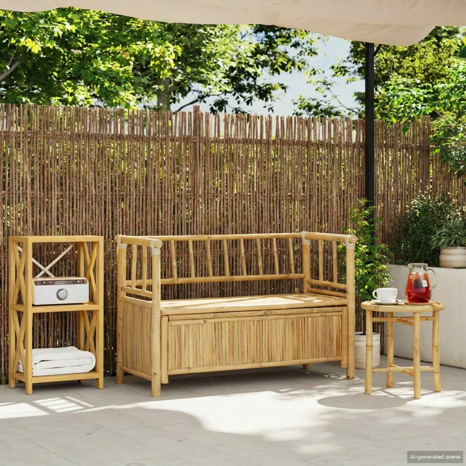 vidaXL Garden Storage Bench 110 x 47 x 80 cm Bamboo Natural 1