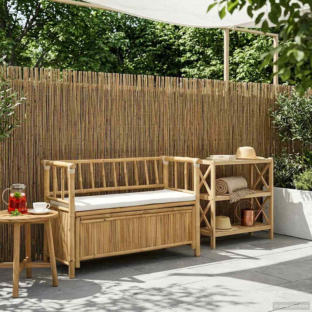 vidaXL Garden Storage Bench 110 x 47 x 80 cm Bamboo Natural 1
